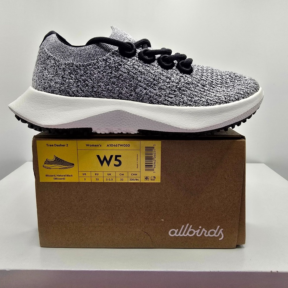 Allbirds Tree Dasher 2 Womens 5 Running Shoes Blizzard Natural Black Sneakers